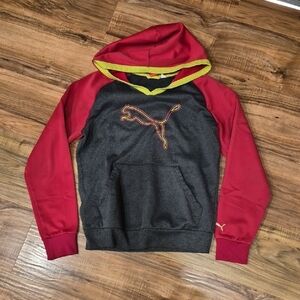 💙Puma Hot Pink & Charcoal Crewneck Hoodie with Yellow Trim